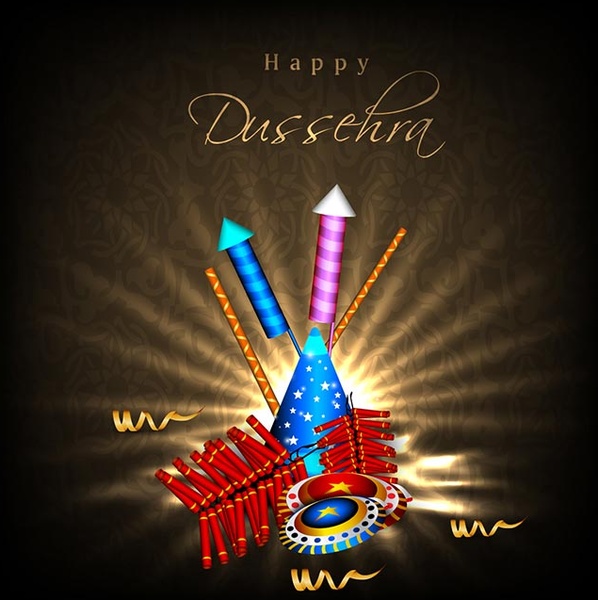 Free Vector Happy Dussehra Festival Fireworks Wallpaper