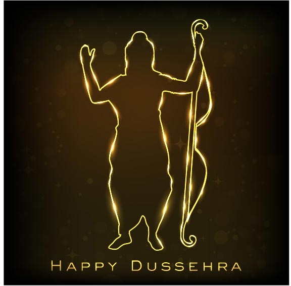 Free Vector Happy Dussehra Glowing Greeting Card Wallpaper