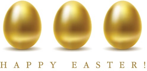 libre de huevos de Pascua oro feliz vector