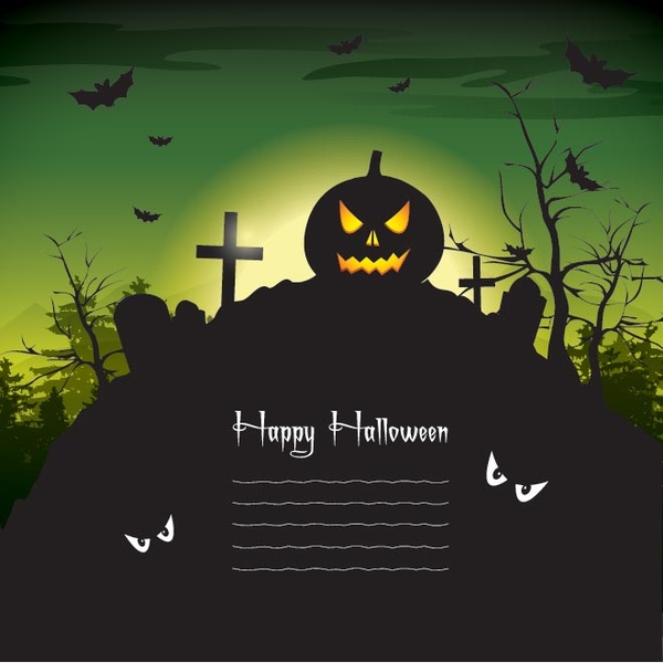 kostenlose Vektor happy Halloween grünen Plakat design