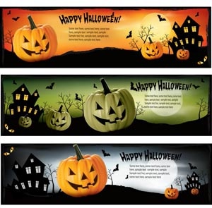 Bedava Vektör mutlu halloween web afiş ayarla