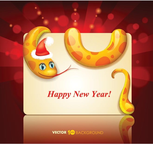 Grátis cartão de cobra de santa de feliz ano novo vetor