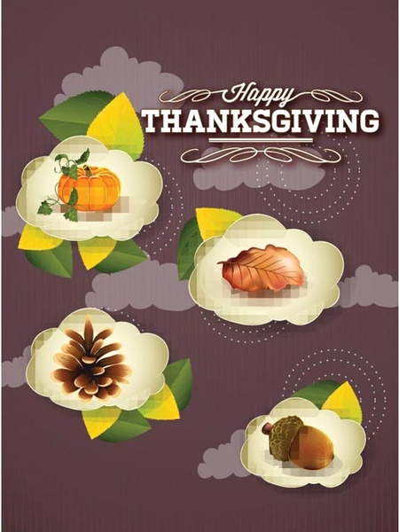 elemen desain hari thanksgiving yang bahagia vektor gratis pada daun