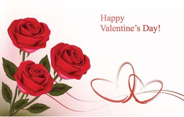 Kartu Undangan Mawar Merah Hari Happy Valentine Vektor