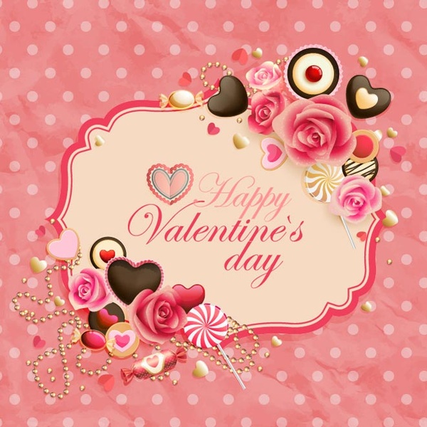 kostenlose Vektor glücklich valentine8217s Tag Blume Rahmen Einladungskarte