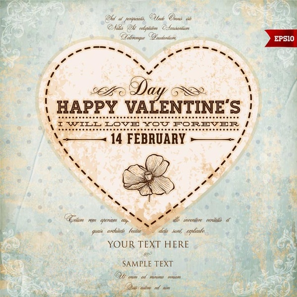kostenlose Vektor glücklich valentine8217s Tag Grunge Hintergrund Einladungskarte
