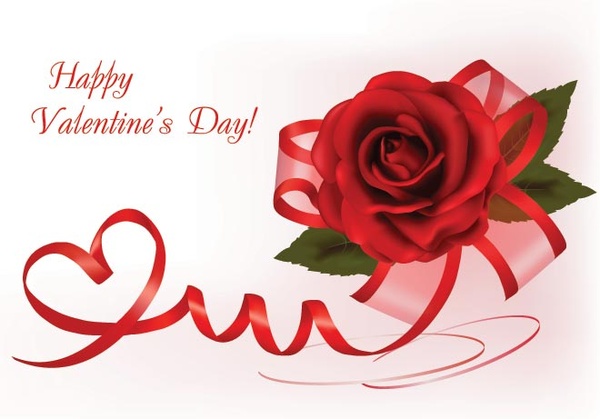 Kostenlose Vektor happy Valentines Day rose Karte