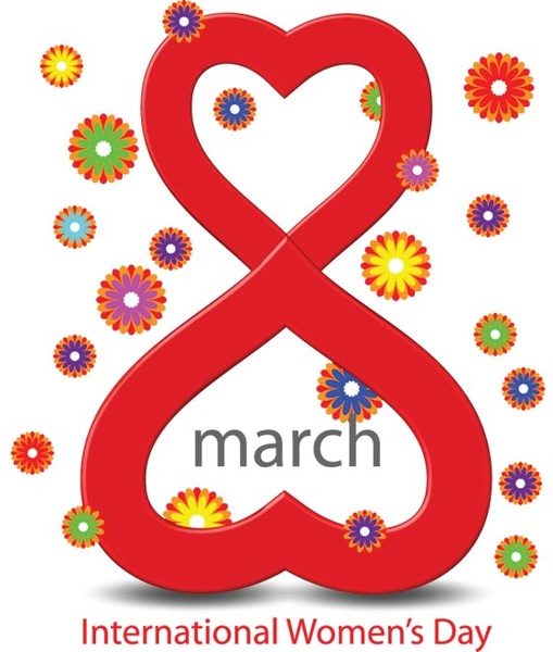 Бесплатные Векторные сердца сделал 8 марта Международный women8217s день карта