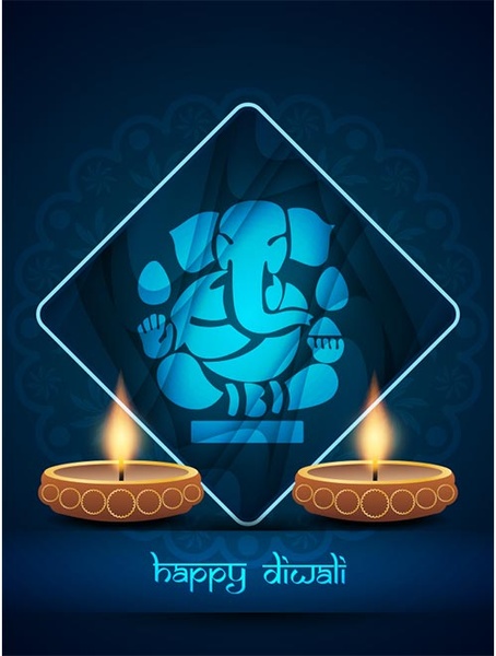 kostenlose Vektor hindu Ganesha Herrn happy Diwali Vorlage