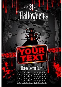 Free vector horror halloween panfleto de estilo grunge oct