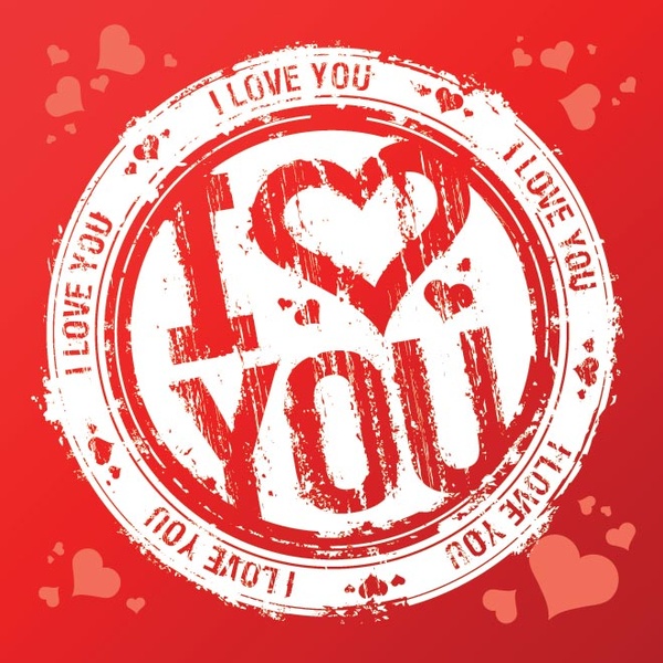 vector gratis de te amo sello de día de San Valentín de estilo grunge