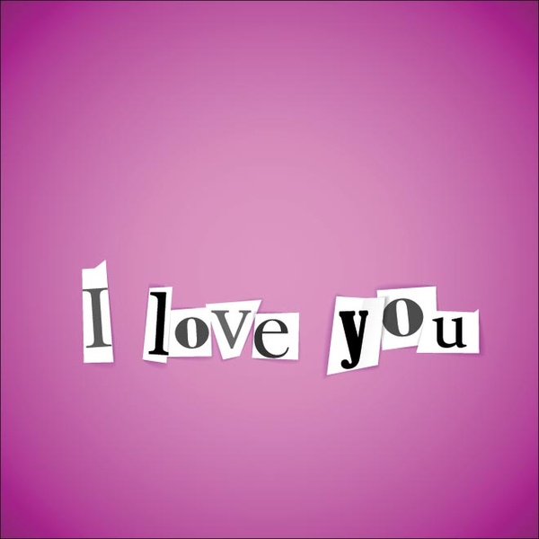 Free Vector I Love You Paper Cutting On Pink Background