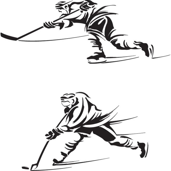 jogadores de hóquei no gelo de livre vector silhouette logotipo