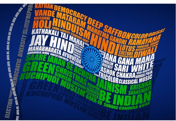 Free Vector Indian Region Typography In Flag