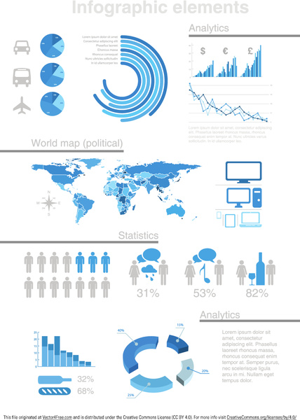 องค์ประกอบการออกแบบ infographic เวกเตอร์ฟรี