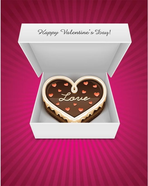 Free Vector Love Chocolate Cake Valentine Day Gift Box
