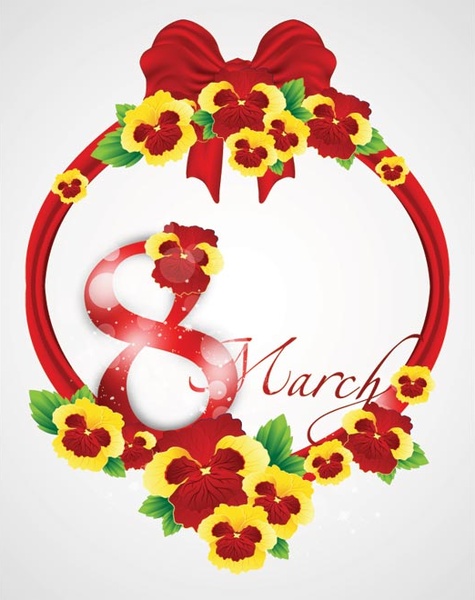 Free Vector 8 March World Women8217s Day Flower Frame