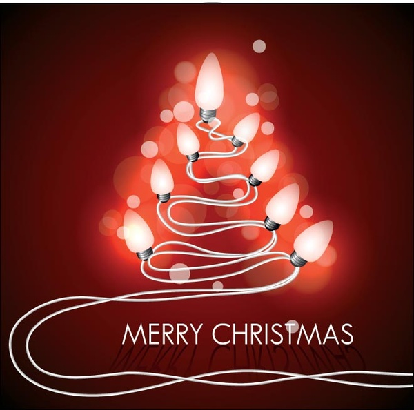 pohon lampu Natal merry vektor gratis