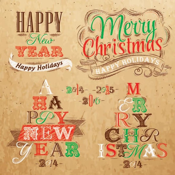 Free vector elementos de design de logotipo retrô feliz de Natal
