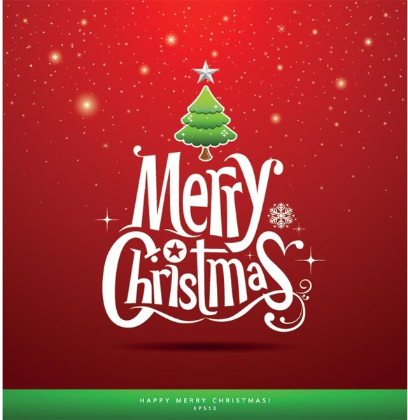 Free Vector Merry Christmas Typography Greeting Card