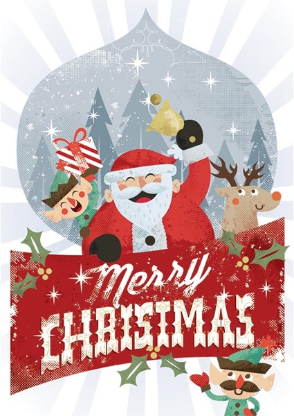 Free Vector Merry Christmas Vintage Card