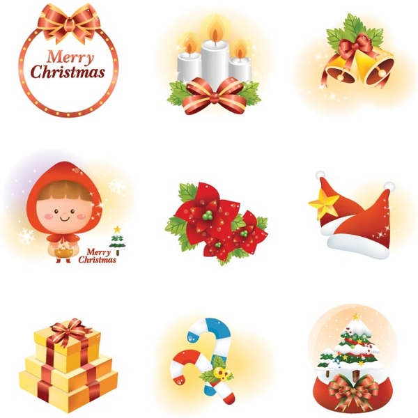 свободный вектор веселые рождественские иконки веб-сайт