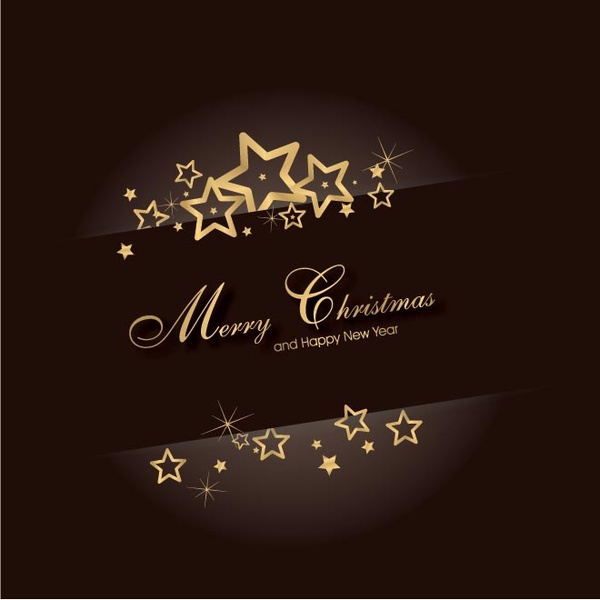 Ücretsiz altın yıldız davetiye kartı şablonu ile mutlu Noeller vektör