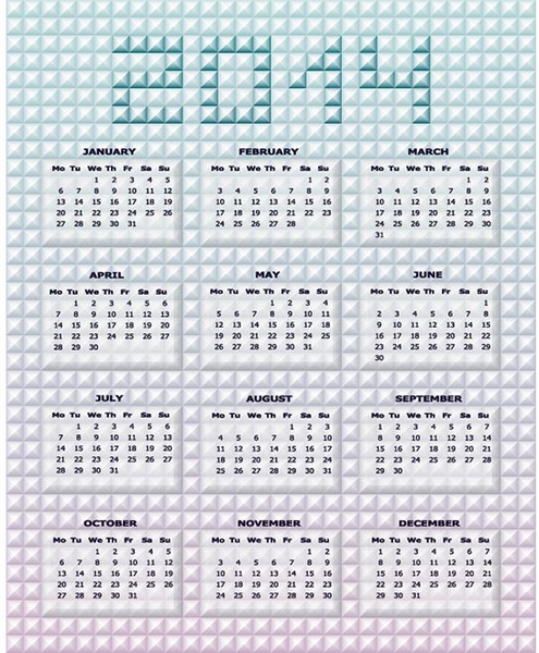自由向量馬賽克背景日曆範本