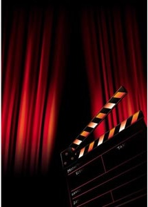 美しい映画背景赤いカーテンのパンフレットの無料ベクトル