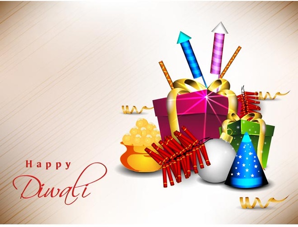 Free vector de hermoso set de regalo en Happy Diwali evento