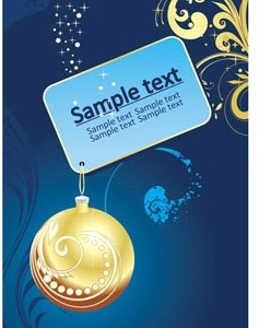 vektor gratis Natal golden Ball pada template biru brosur