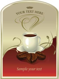 خال من الحشرات لفنجان القهوة مع حبة الشوكولاته على كتيب مجردة قالب تصميم