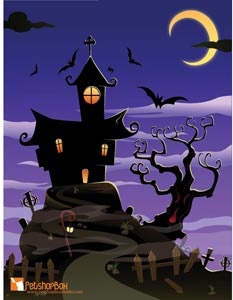 vetor livre de caça casa assustador de halloween