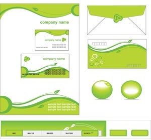 Free Vector Of Natural Green Stationary Complete Set