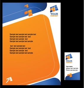 オレンジとブルーの無料ベクター スタイルの美しいビジネス パンフレット テンプレート デザイン