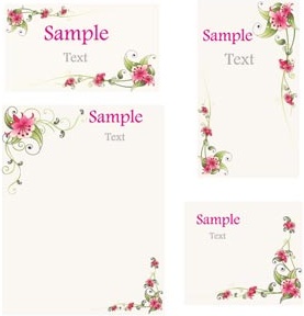 vetor livre do conjunto flor rosa de papel timbrado e cartão de visita