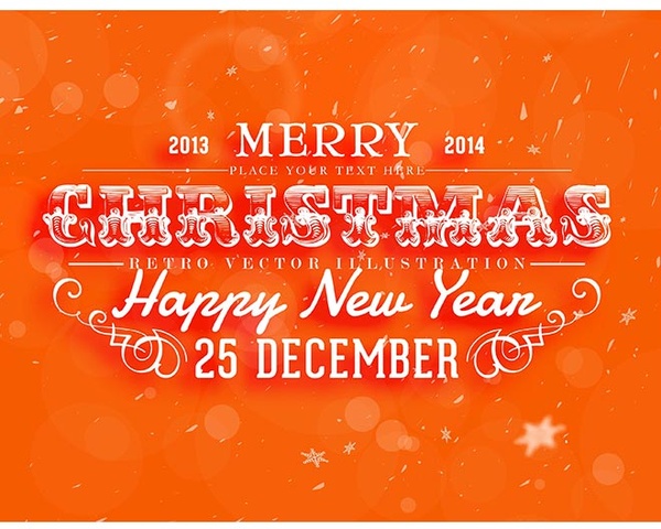 Free Vector Orange Christmas And New Year Poster Design