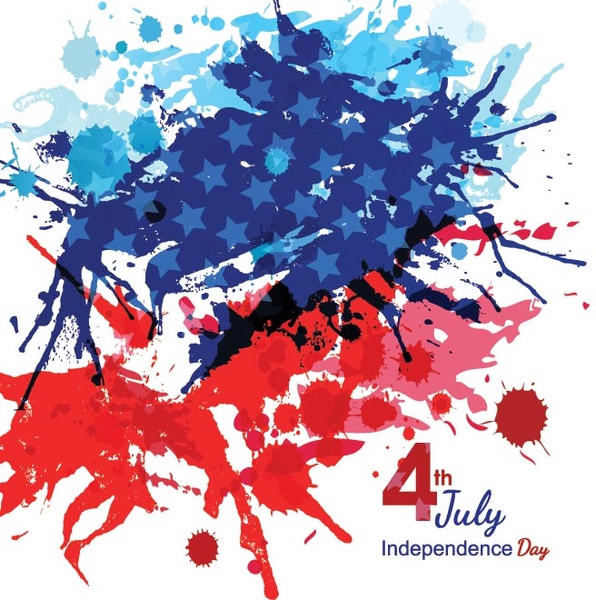 Free Vector Paint Splash American Flag 4th July Happy Independence Day