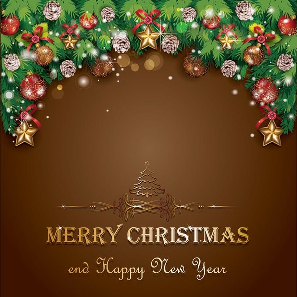Free Vector Pine Tree Fir With Balls Merry Christmas Background