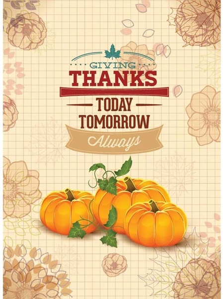 Free vector calabaza feliz día de Acción de Gracias Poster Template