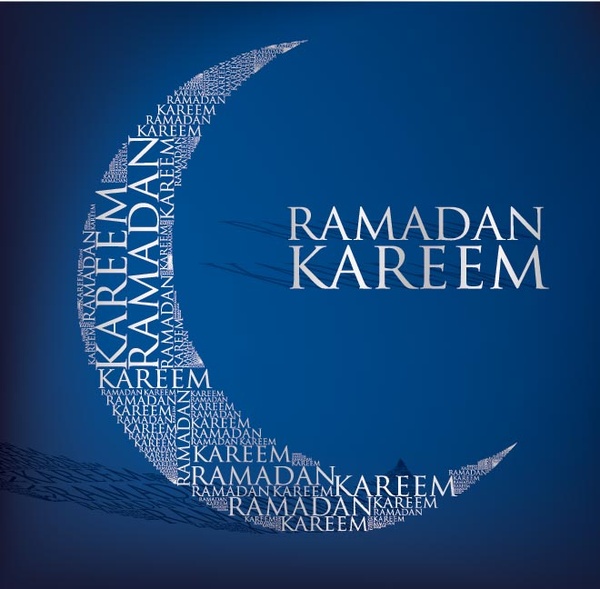 Nuage de Tags de vecteur libre ramadan kareem fait croissant de lune