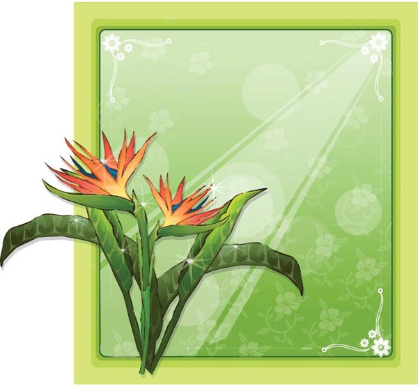 Free Vector Red Flower With Glossy Shiny Green Background