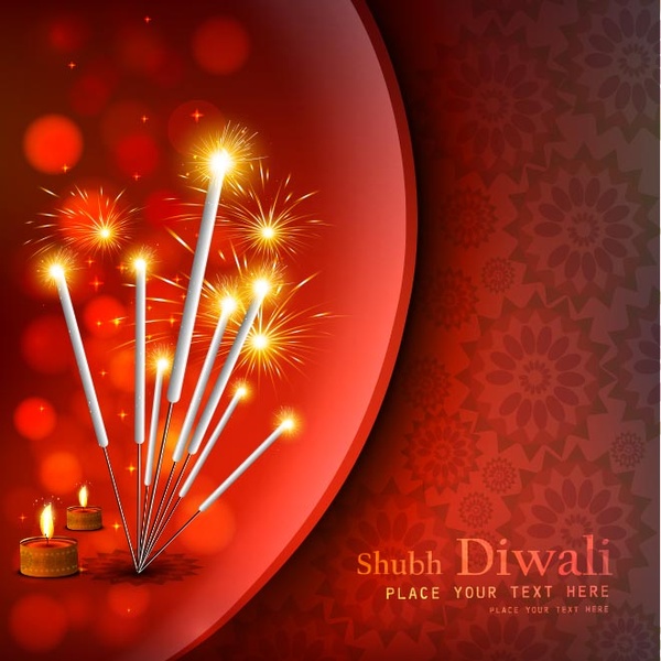 tarjeta de felicitación de diwali feliz de rojo gratis vector patrón fondo