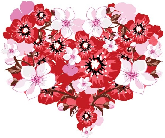 kostenlose Vektor red8 weiße Blume Valentine Tag Herzform