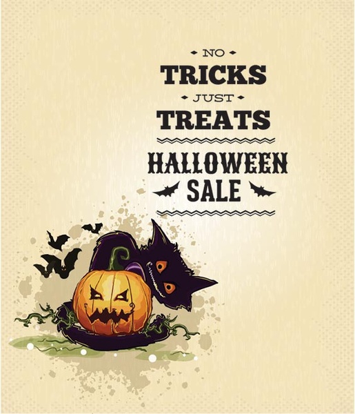 cartel de venta de halloween retro vector gratis