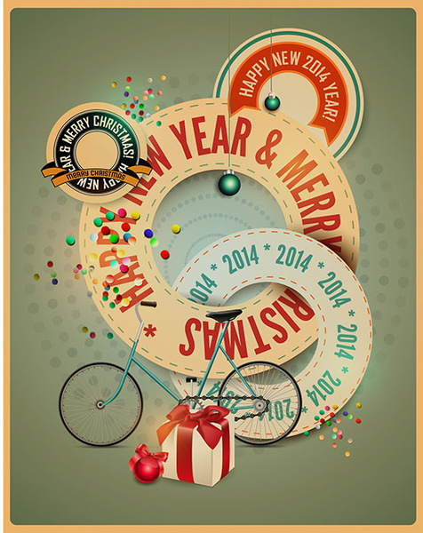 Free Vector Retro Style Christmas New Year Poster