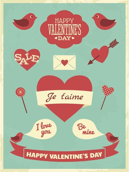 vector miễn phí phong cách retro valentine8217s ngày poster