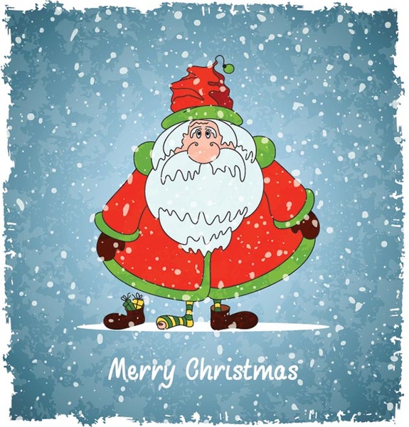kostenlose Vektor Weihnachtsmann Frohe Weihnachten Schneefall Grußkarte