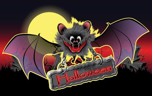 wolny wektor straszne halloween bat