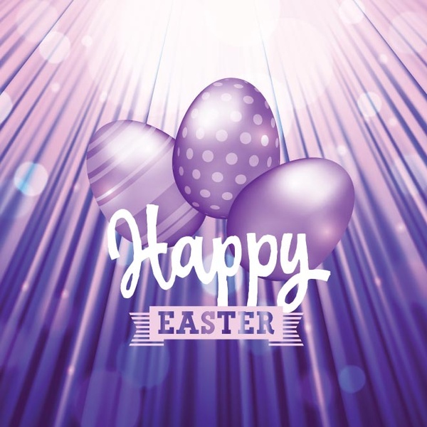 vector libre conjunto de huevos de Pascua con tipografía sobre fondo púrpura impresionante